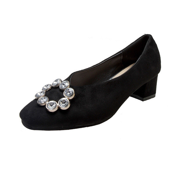 Modern női öko-velúr cipő vastag sarkú