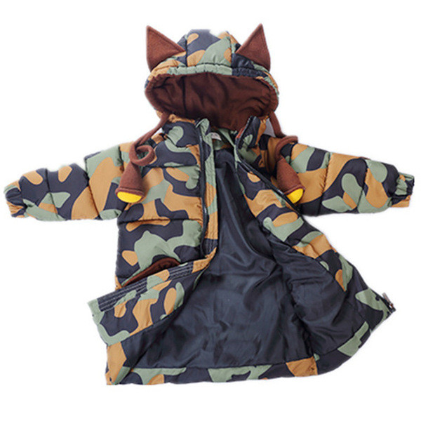 Μοντέρνο μακρύ παιδικό χειμωνιάτικο μπουφάν για κορίτσια