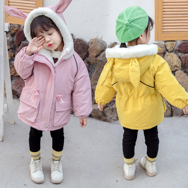 Gyerek téli kabát puha béléssel lányoknak rózsaszín és sárga színben