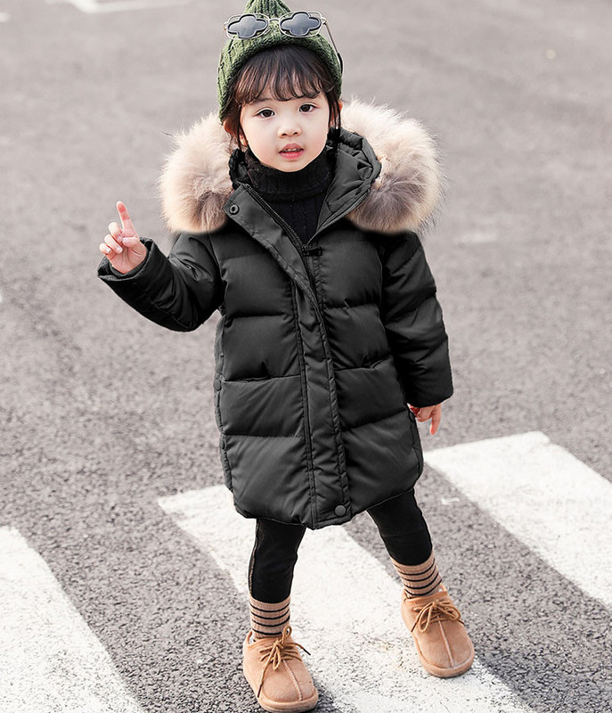 Új modell téli gyerekkabát lányoknak fekete, kék és bézs színben