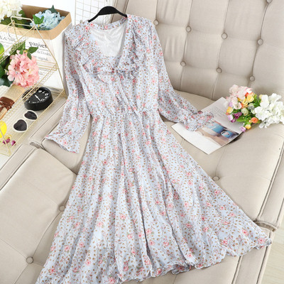 Модерна дамска рокля с флорален десен в пет цвята