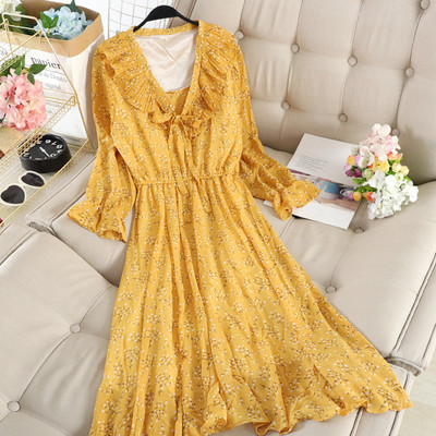 Модерна дамска рокля с флорален десен в пет цвята