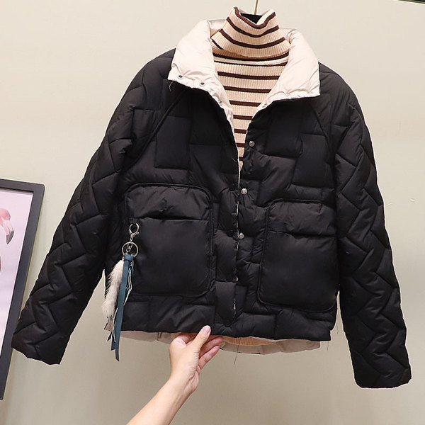 Μοντέρνο χειμερινό γυναικείο μπουφάν με κουμπιά και τσέπη σε τέσσερα χρώματα