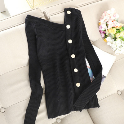 Modern női pulóver fém gombokkal több színben