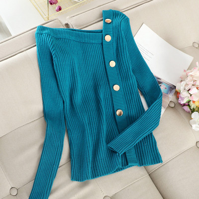 Modern női pulóver fém gombokkal több színben