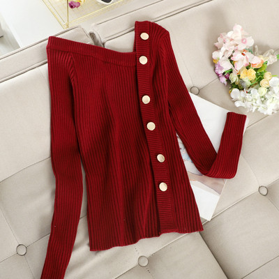 Modern női pulóver fém gombokkal több színben