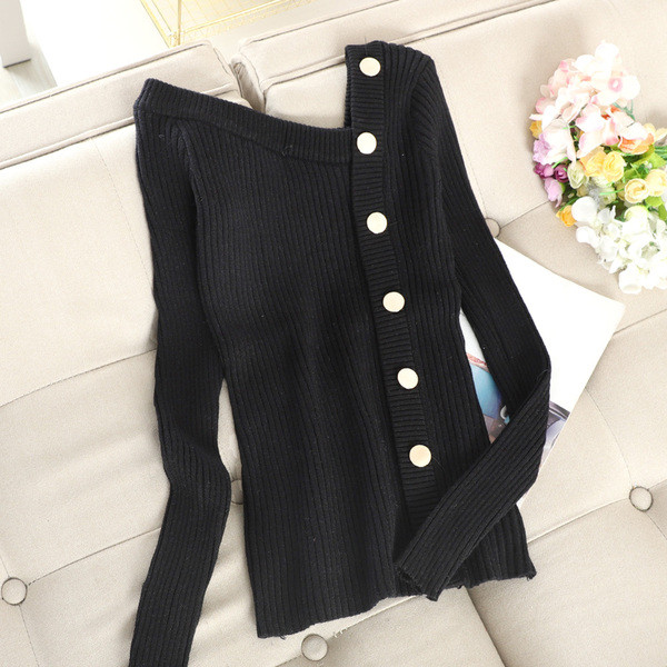 Modern női pulóver fém gombokkal több színben