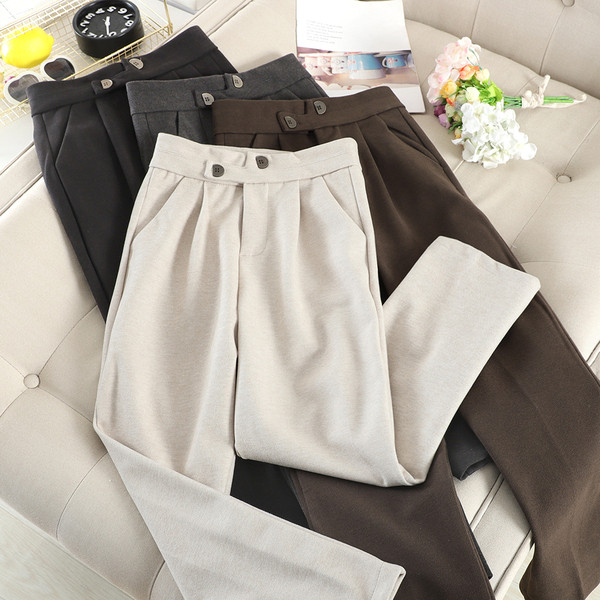 Divatos női nadrág magas derékkal, zsebekkel több színben
