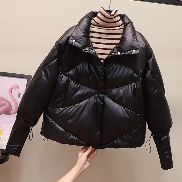 Стилно дамско зимно яке с копчета и цип в четири цвята