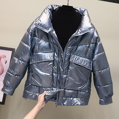 Fényes hatású, magas gallérral rendelkező női alkalmi kabát öt színben