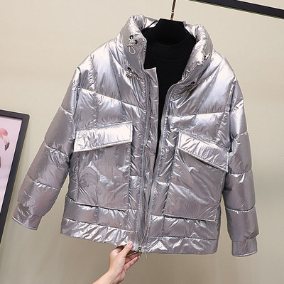 Fényes hatású, magas gallérral rendelkező női alkalmi kabát öt színben