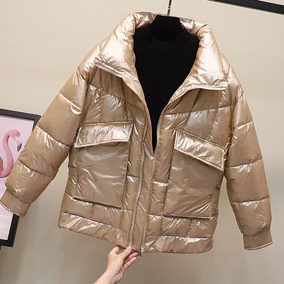 Fényes hatású, magas gallérral rendelkező női alkalmi kabát öt színben