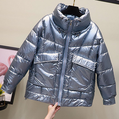 Fényes hatású, magas gallérral rendelkező női alkalmi kabát öt színben