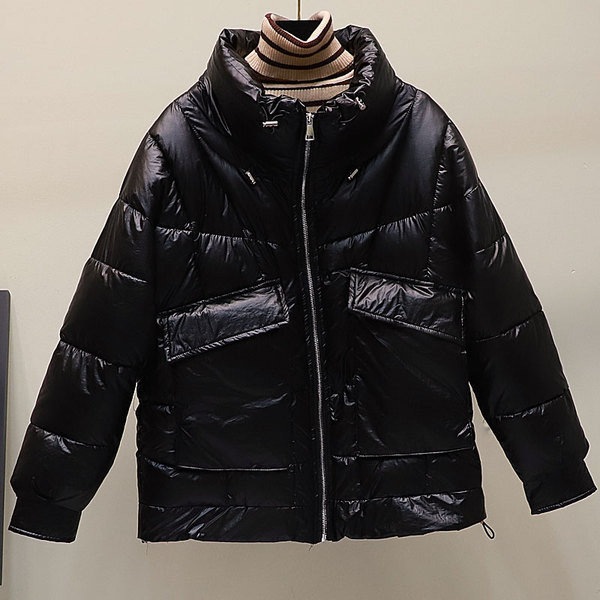 Fényes hatású, magas gallérral rendelkező női alkalmi kabát öt színben