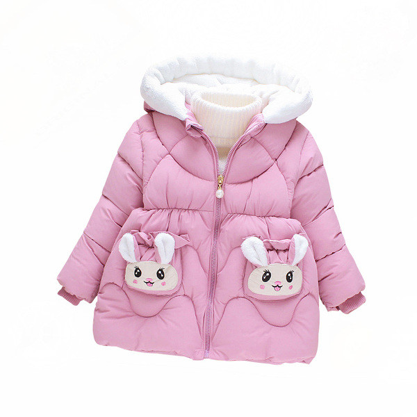 Μοντέρνο παιδικό μπουφάν για κορίτσια με τρισδιάστατο στοιχείο σε ροζ χρώμα