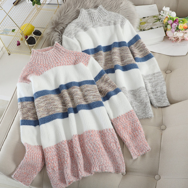 Női pulóver magas pólógallérral, négy színben