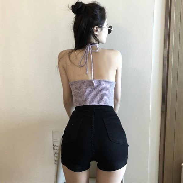 Női farmer rövidnadrág fekete színben