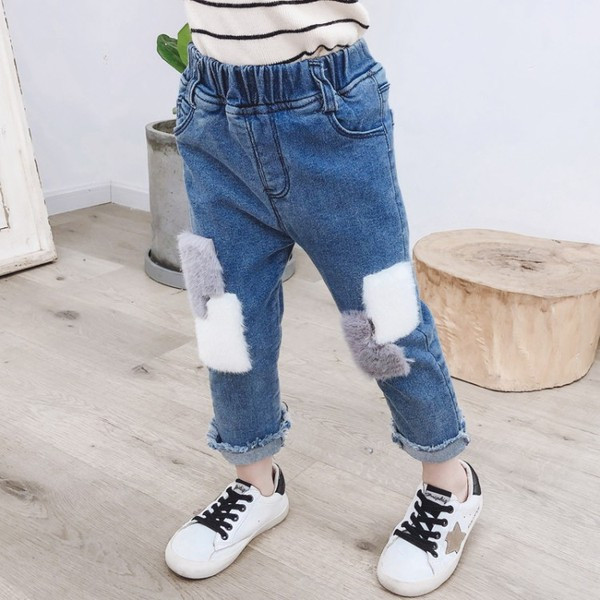 Παιδικά τζιν για κορίτσια με ι σχισμένα μοτίβα σε μπλε χρώμα