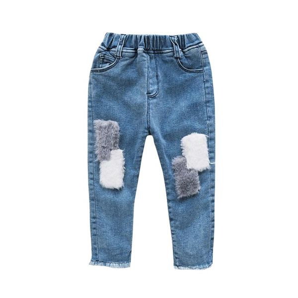 Παιδικά τζιν για κορίτσια με ι σχισμένα μοτίβα σε μπλε χρώμα