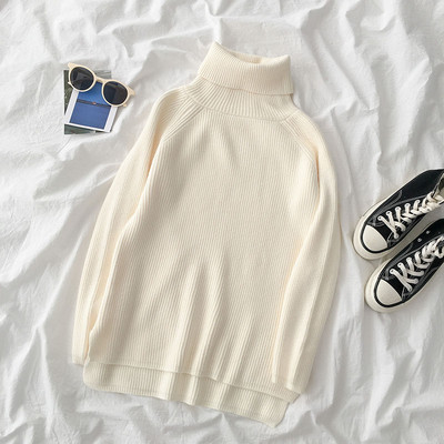 Modern női pulóver magas pólógallérral, fehér és kék színben