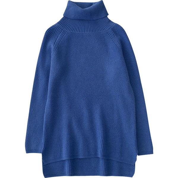 Modern női pulóver magas pólógallérral, fehér és kék színben