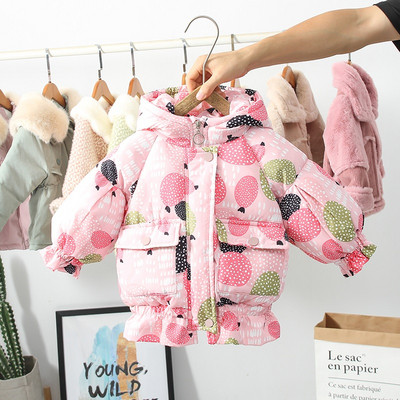 Modern, kék és rózsaszín mintás gyerekkabát lányoknak