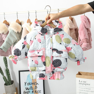 Modern, kék és rózsaszín mintás gyerekkabát lányoknak