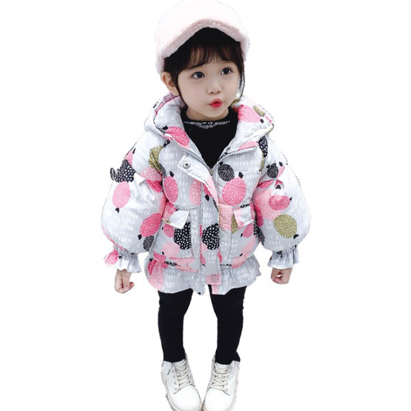 Modern, kék és rózsaszín mintás gyerekkabát lányoknak