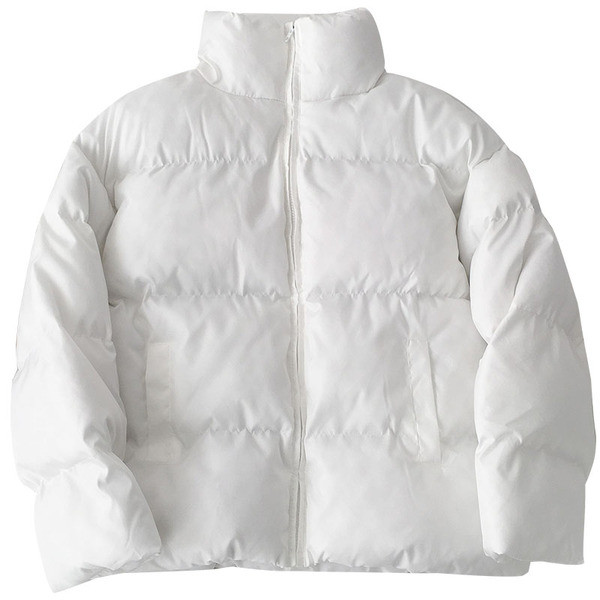 Μοντέρνο γυναικείο κοντό μπουφάν σε μαύρο και άσπρο με φερμουάρ και ψηλό γιακά