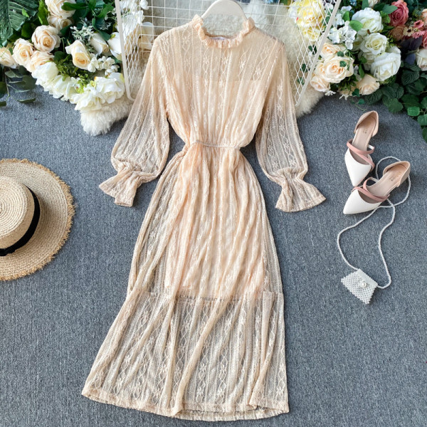 Modern női csipkeruha három színben