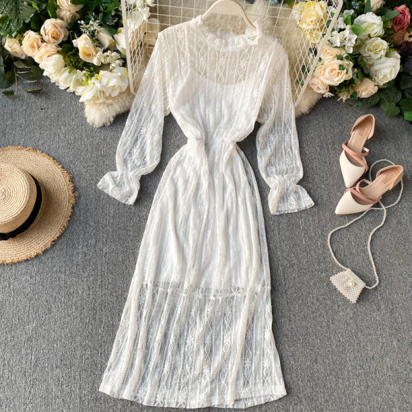 Modern női csipkeruha három színben