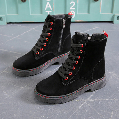 Női velúr csizma lapos talppal, fekete és barna színben