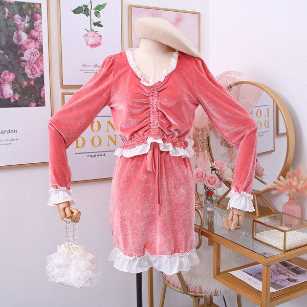 Új modell női kétrészes szoknya + blúz szett több színben