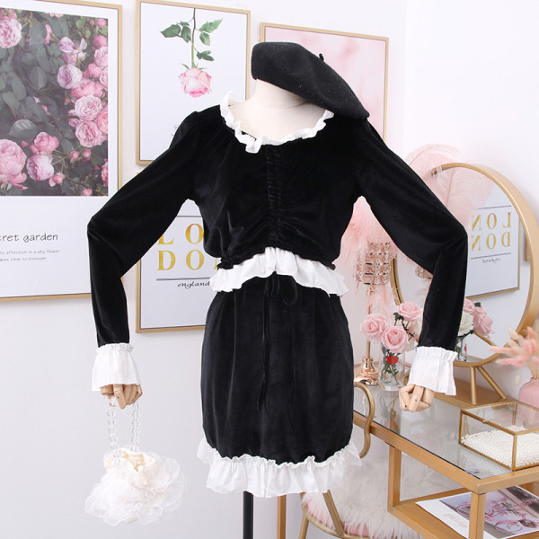 Új modell női kétrészes szoknya + blúz szett több színben