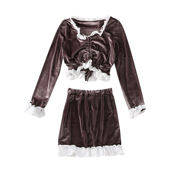 Új modell női kétrészes szoknya + blúz szett több színben