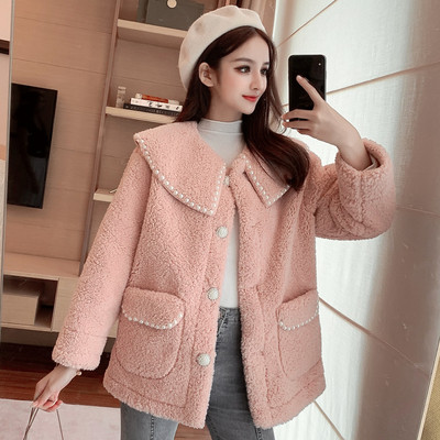 Stílusos női rövid kabát gombokkal és zsebekkel fehér, rózsaszín és sárga színben