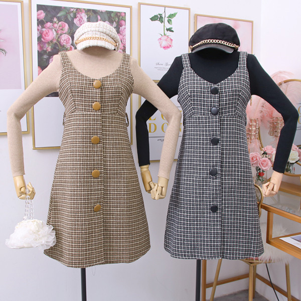 Új modell női ruha és pulóver szett barna és fekete színben