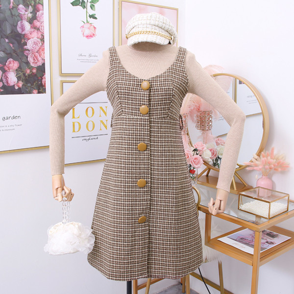 Új modell női ruha és pulóver szett barna és fekete színben