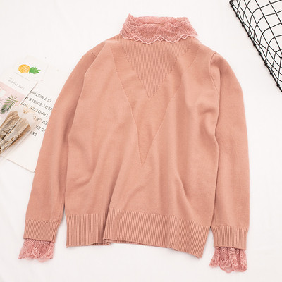 Modern női blúz csipkével és hosszú ujjú öt színben