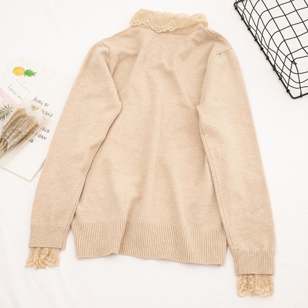 Modern női blúz csipkével és hosszú ujjú öt színben