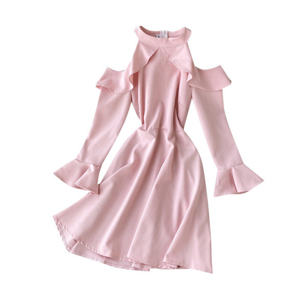 Modern női ruha csupasz váll és hosszú ujjú négy színben