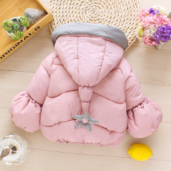 Új modell gyerek téli kabát kapucnival rózsaszín színben