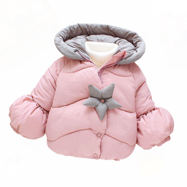 Új modell gyerek téli kabát kapucnival rózsaszín színben