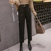 Modern női nadrág magas derékkal és övvel barna és fekete színben