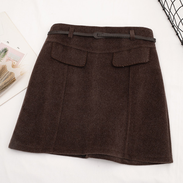 Fusta de dama eleganta in trei culori cu talie inalta si curea