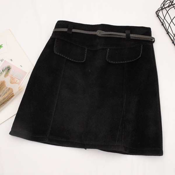 Fusta de dama eleganta in trei culori cu talie inalta si curea