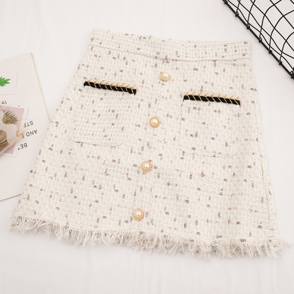 Μοντέρνα γυναικεία φούστα  σε τέσσερα χρώματα με κουμπιά και ψηλή μέση