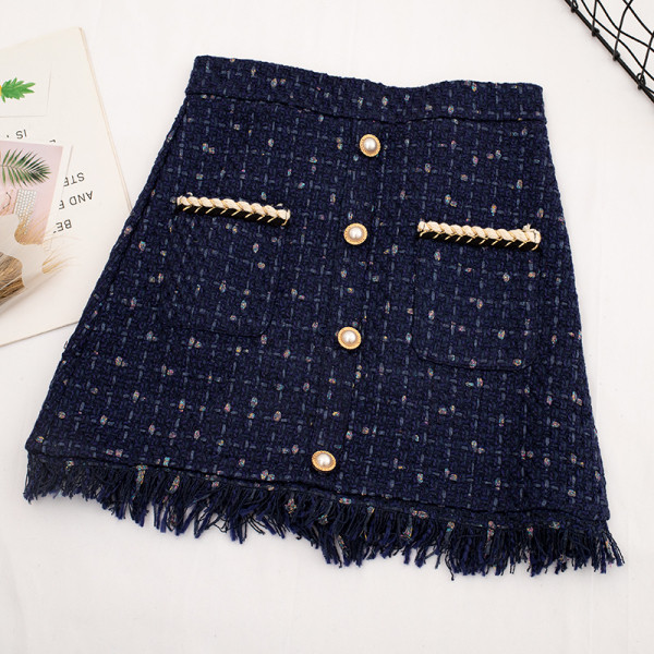 Μοντέρνα γυναικεία φούστα  σε τέσσερα χρώματα με κουμπιά και ψηλή μέση