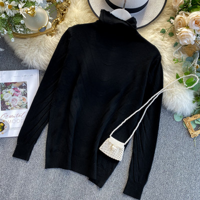 Modern női pulóver magas pólógallérral, több színben