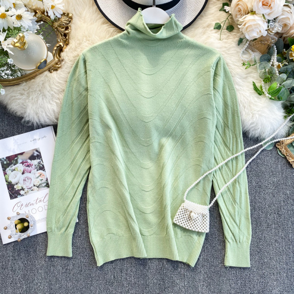 Modern női pulóver magas pólógallérral, több színben